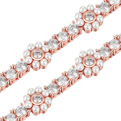 Moissanite Flora Pearl Tennis Bracelet - 9mm