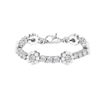 Moissanite Flora Pearl Tennis Bracelet - 9mm