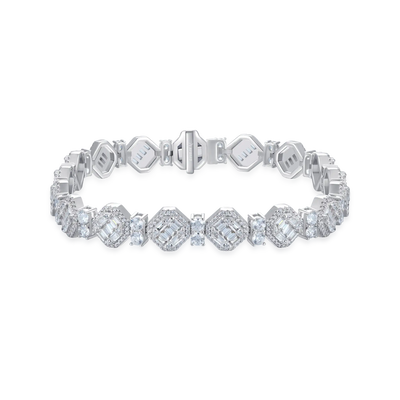 Moissanite Octagon Mix Cut Tennis Bracelet - 8mm