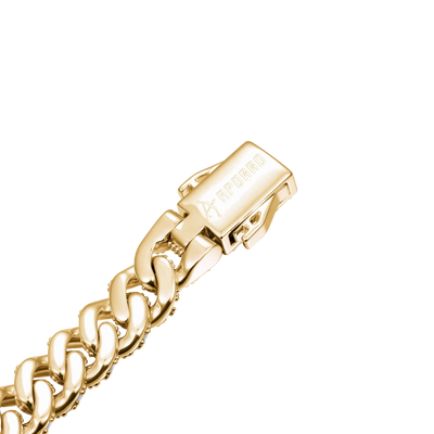 8mm Micro Round Cut Cuban Link Bracelet - Yellow Gold