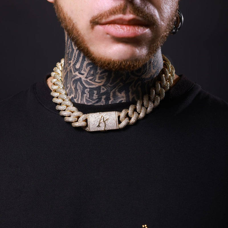 14K Gold & White Gold Custom 19mm Iced Cuban Link Chain-Urban Jewelry - APORRO