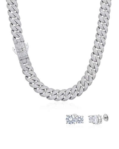 Boss Cuban Chain + Twin Round Stud Earring Set