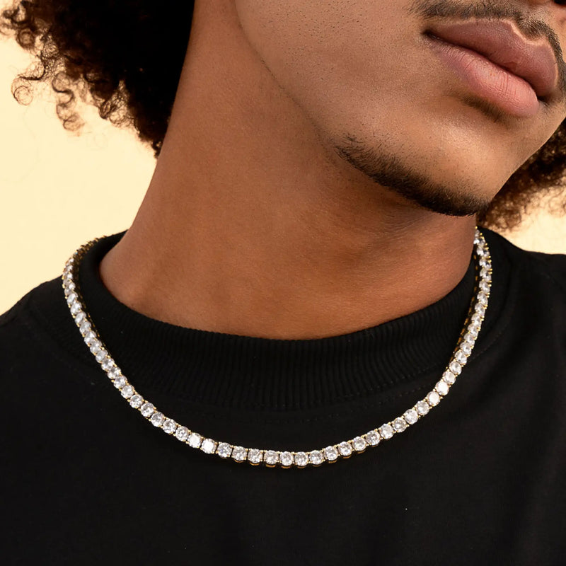 5mm Iced Out Tennis Chain - 14K & White Gold Moissanite Choker - APORRO