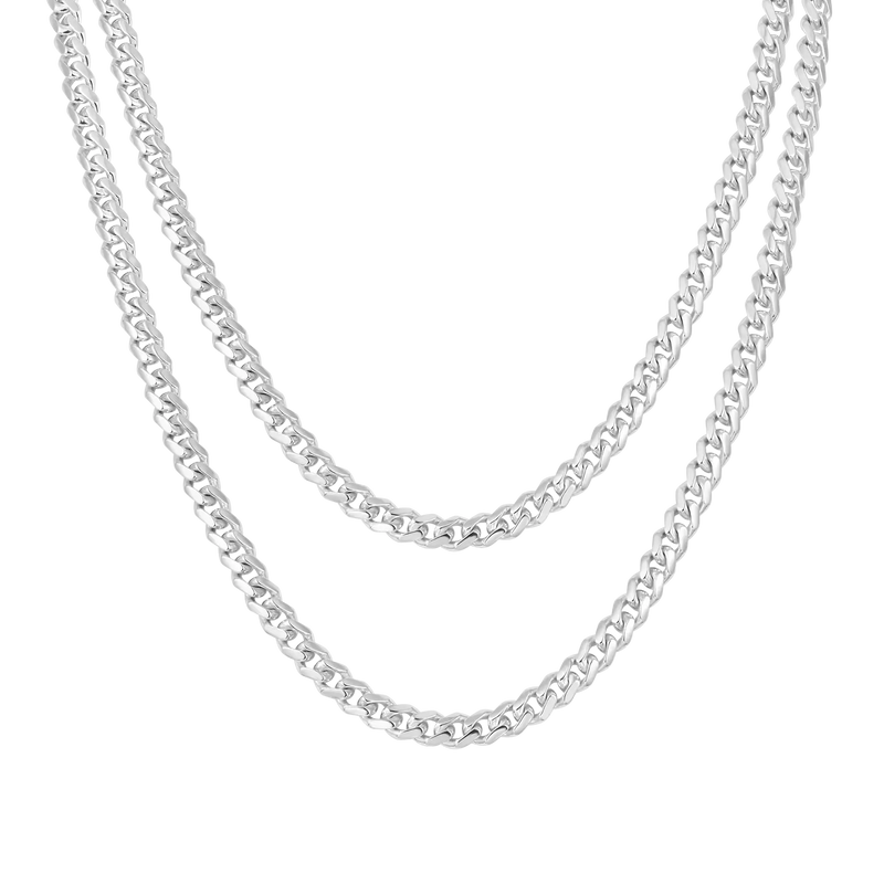 925 Sterling Silver 5mm Cuban Chain & 5mm Cuban Chain Gift Set - APORRO