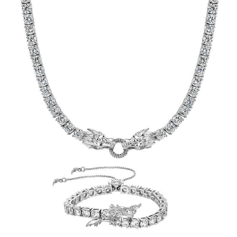 WONG Adjustable Dragon Tennis Chain + Bracelet Set - APORRO