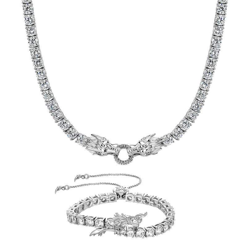 WONG Adjustable Dragon Tennis Chain + Tennis Bracelet Gift Set - APORRO