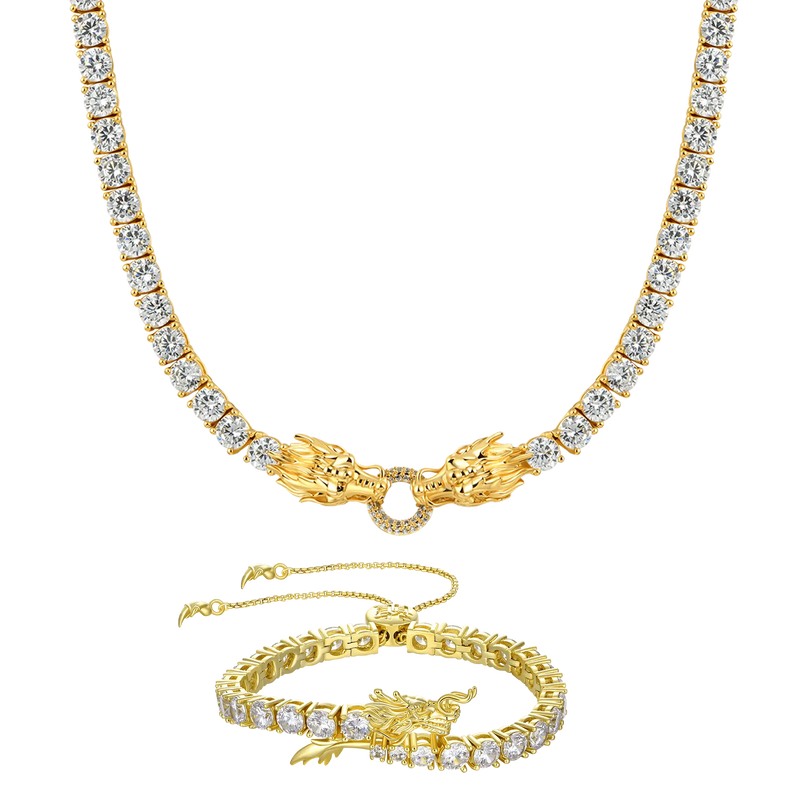 WONG Adjustable Dragon Tennis Chain + Bracelet Set - APORRO