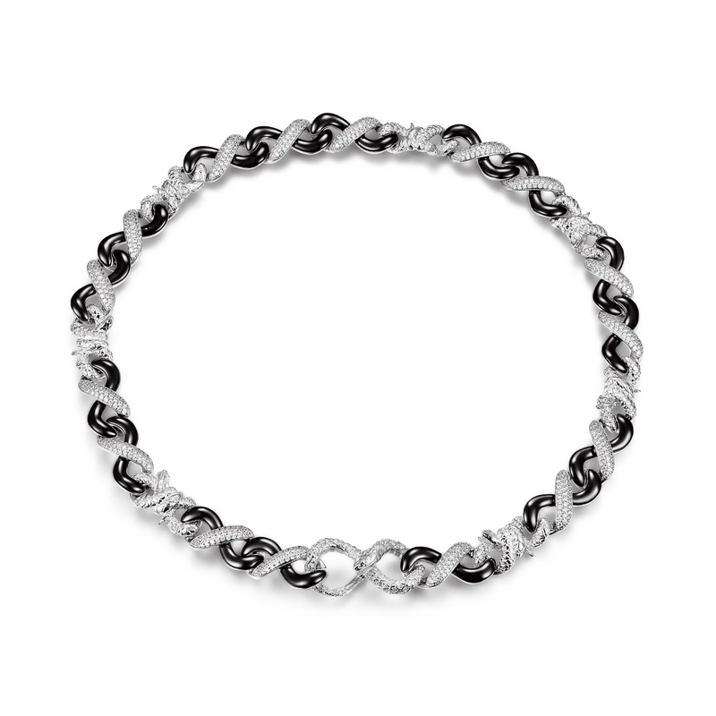 Infinity 12mm Two-tone Snake Choker Chain - Infinity Collection Jewelry - APORRO