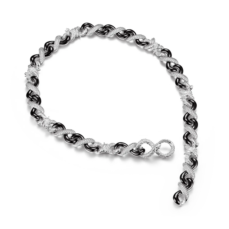 Infinity 12mm Two-tone Snake Choker Chain - Infinity Collection Jewelry - APORRO