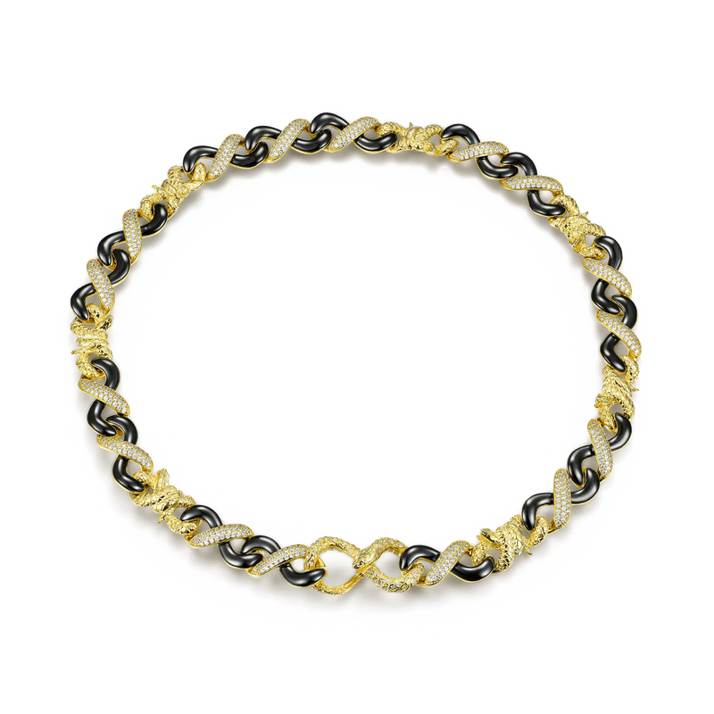 Infinity 12mm Two-tone Snake Choker Chain - Infinity Collection Jewelry - APORRO