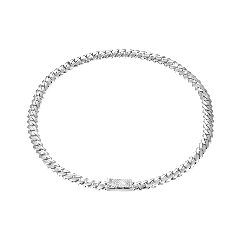 8mm 14K & White Gold Plain Gold Prong Cuban Choker - Moissanite Stone - APORRO