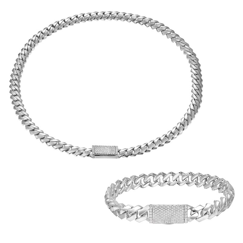 Plain Gold Prong Cuban Link Chain + Bracelet Bundle - APORRO