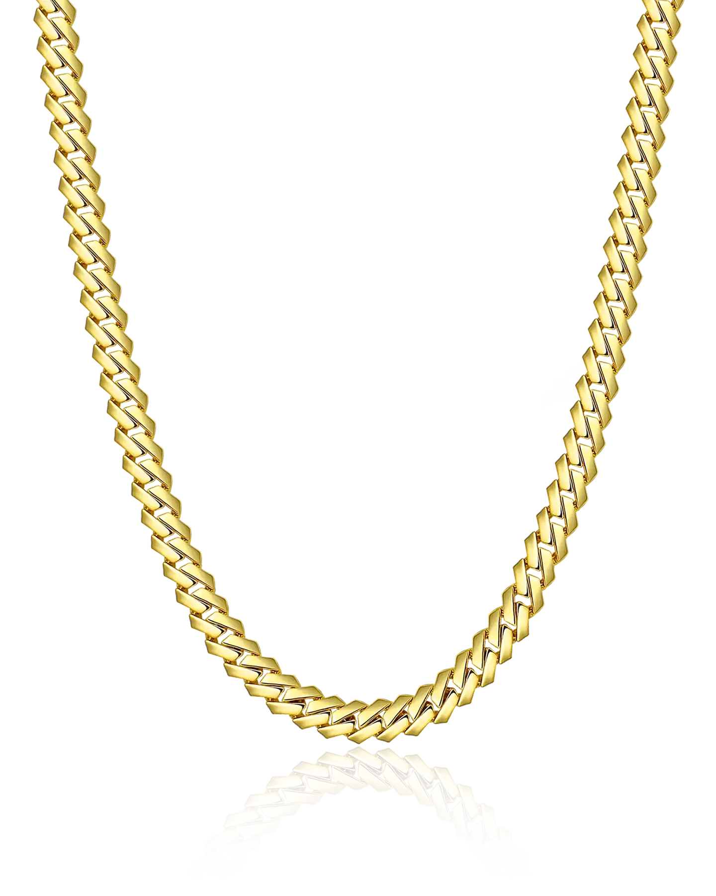 Plain Gold Prong Cuban Link Chain - 8mm