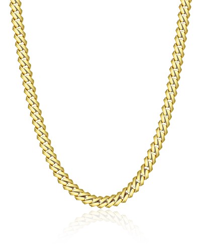 Plain Gold Prong Cuban Link Chain - 8mm