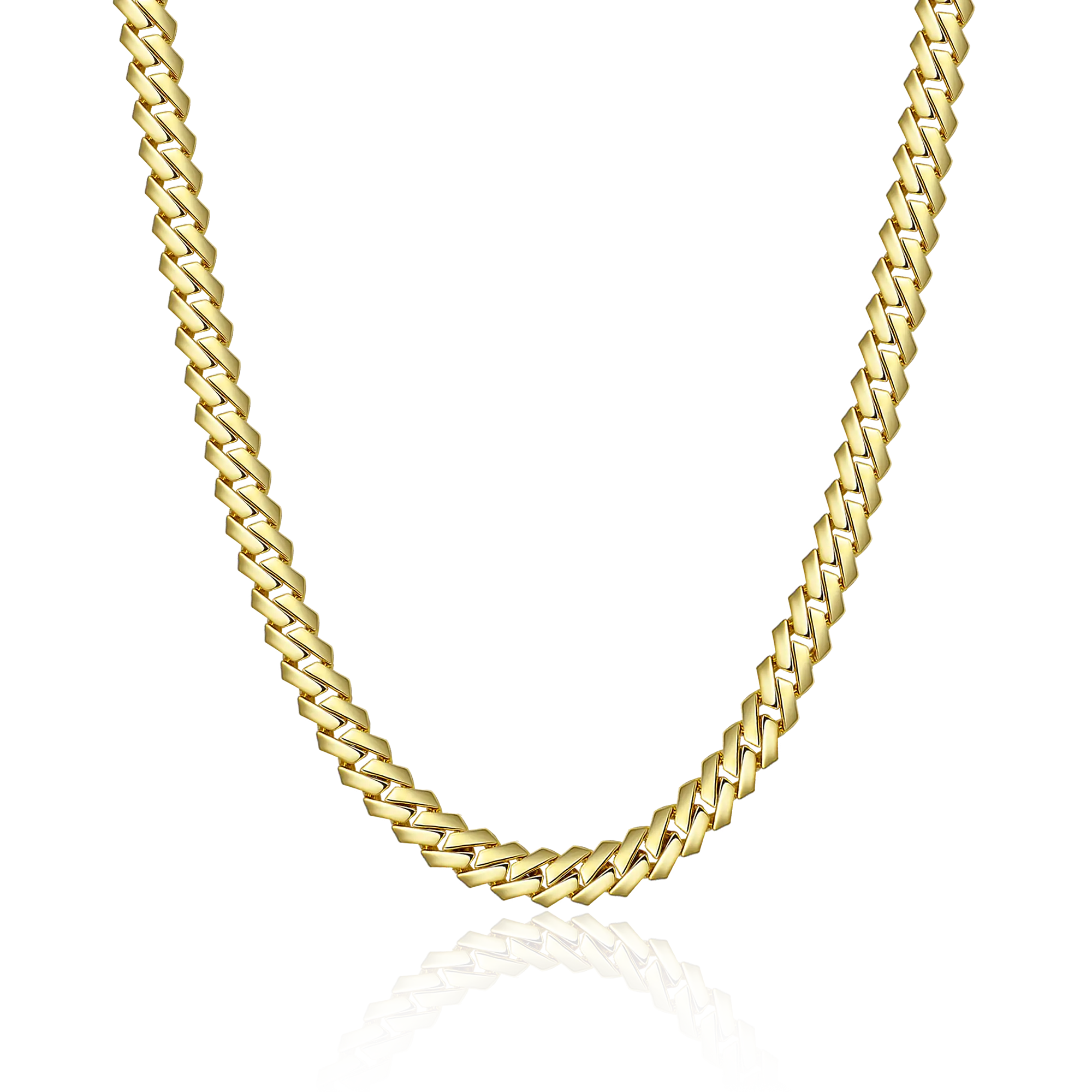 Yellow Gold Plated Gold Cuban Link Chain 24k 14K Solid Gold Cuban
