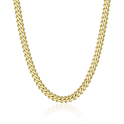Plain Gold Prong Cuban Link Chain - 8mm
