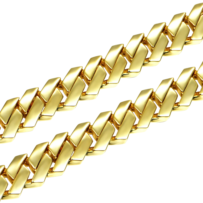 Plain Gold Prong Cuban Link Chain + Bracelet Bundle - APORRO