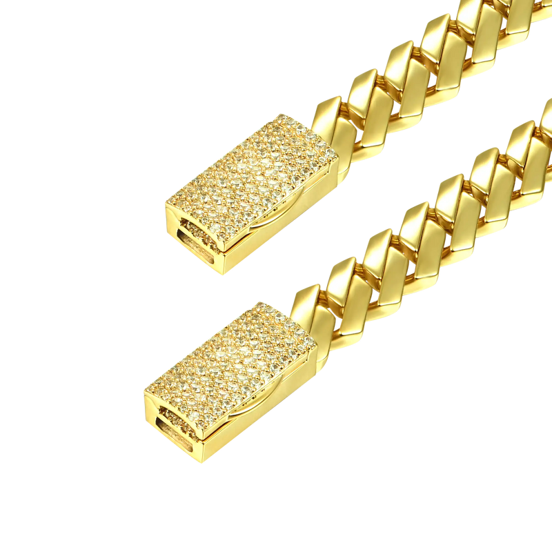 Plain Gold Prong Cuban Link Chain + Bracelet Bundle - APORRO