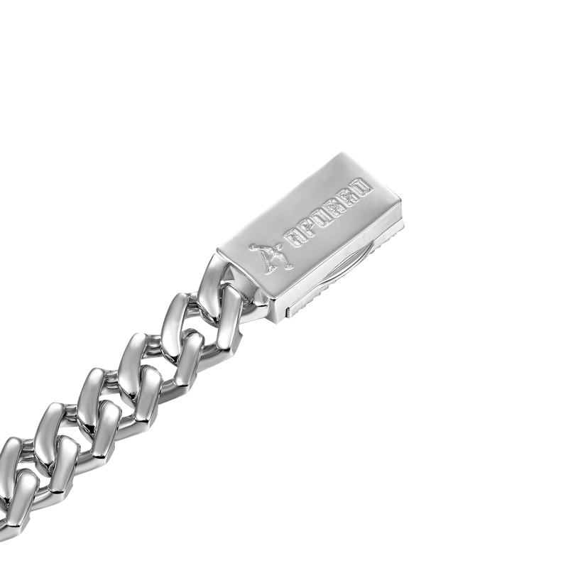 8mm 14K & White Gold Plain Gold Prong Cuban Choker - Moissanite Stone - APORRO