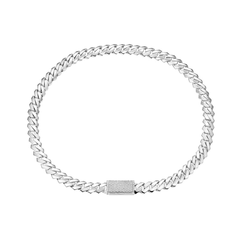 10mm 14K & White Gold Prong Cuban Choker- Moissanite Diamond - APORRO