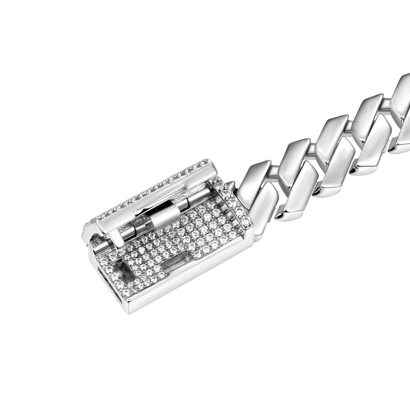 10mm 14K & White Gold Prong Cuban Choker- Moissanite Diamond - APORRO