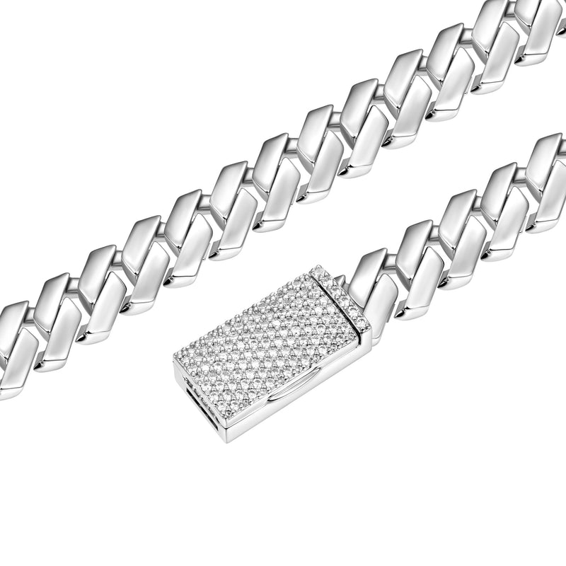 10mm 14K & White Gold Prong Cuban Choker- Moissanite Diamond - APORRO