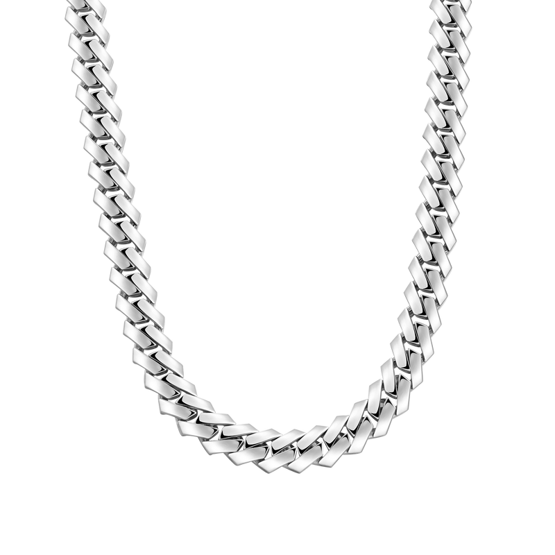 8mm 14K & White Gold Plain Gold Prong Cuban Choker - Moissanite Stone - APORRO