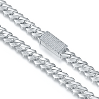 Moissanite Plain Gold Prong Cuban Link Chain - 10mm