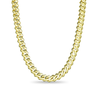 Plain Gold Prong Cuban Link Chain - 10mm