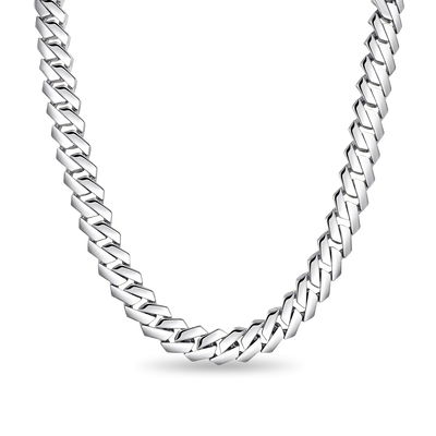 Plain Gold Prong Cuban Link Chain - 12mm