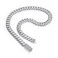 Moissanite Plain Gold Prong Cuban Link Chain - 12mm