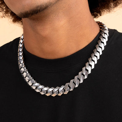 Plain Gold Prong Cuban Link Chain - 19mm