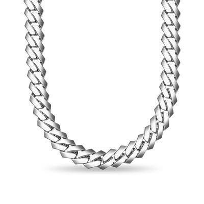 Plain Gold Prong Cuban Link Chain - 19mm