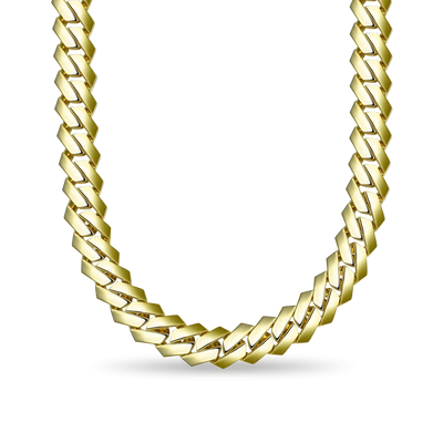 Plain Gold Prong Cuban Link Chain - 19mm