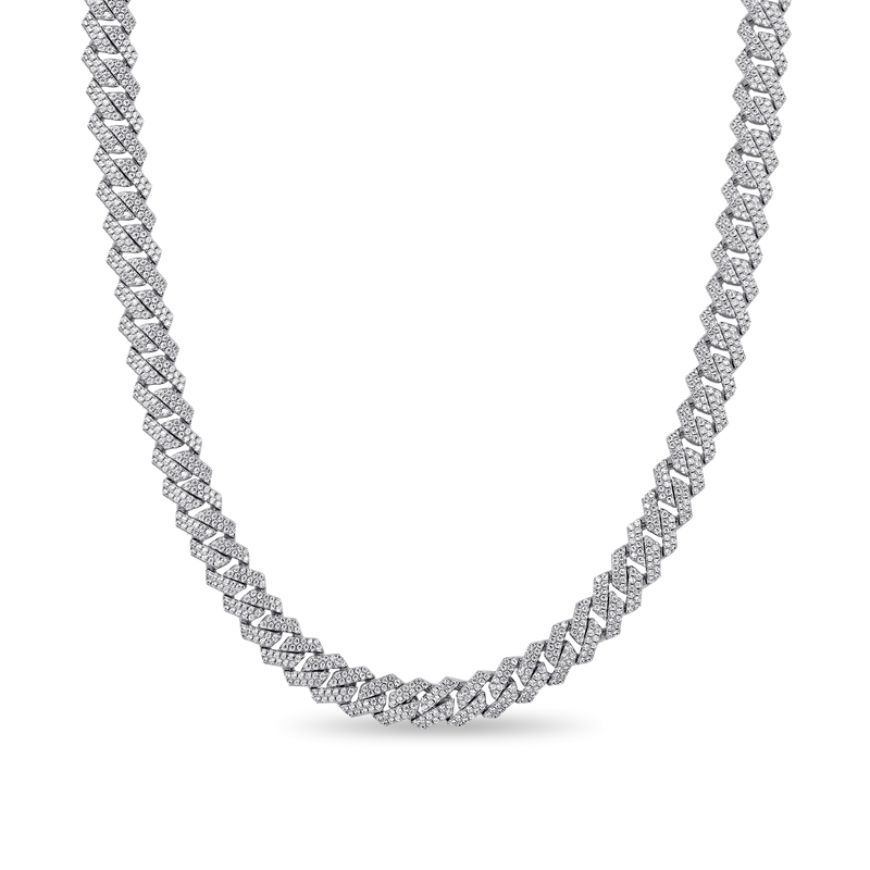 White Gold Moissanite Prong Choker Chain - 925 Silver for Men - APORRO