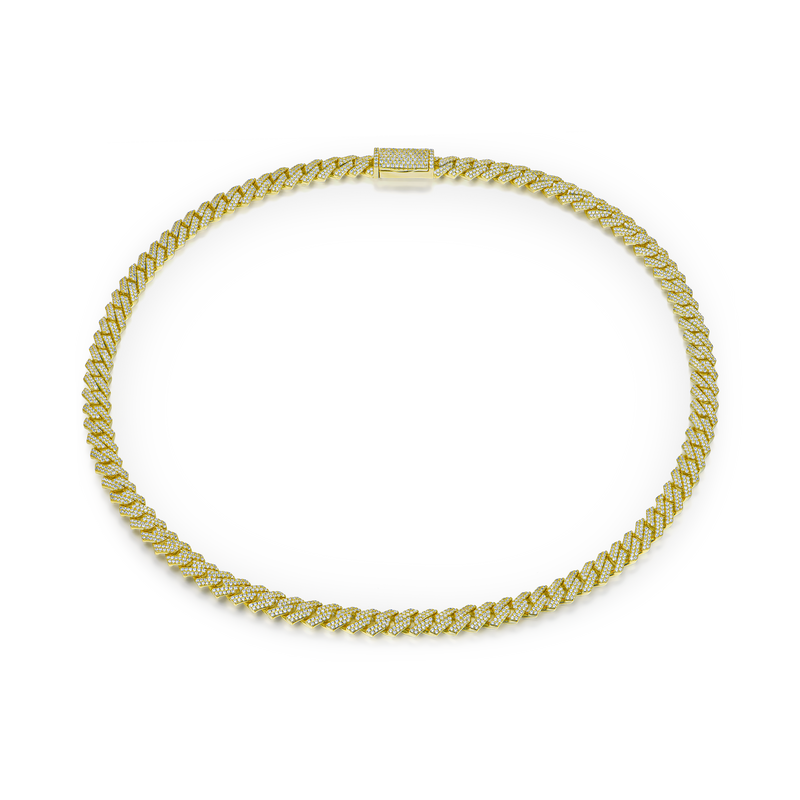 Round Cut Prong Cuban Link Chain - APORRO