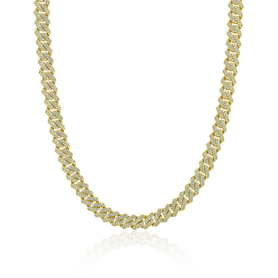 Round Cut Prong Cuban Link Chain - 8mm