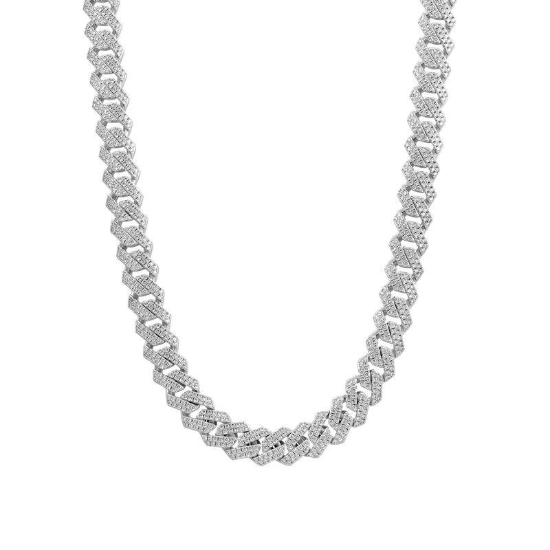 White Gold Moissanite Prong Choker Chain - 925 Silver for Men - APORRO