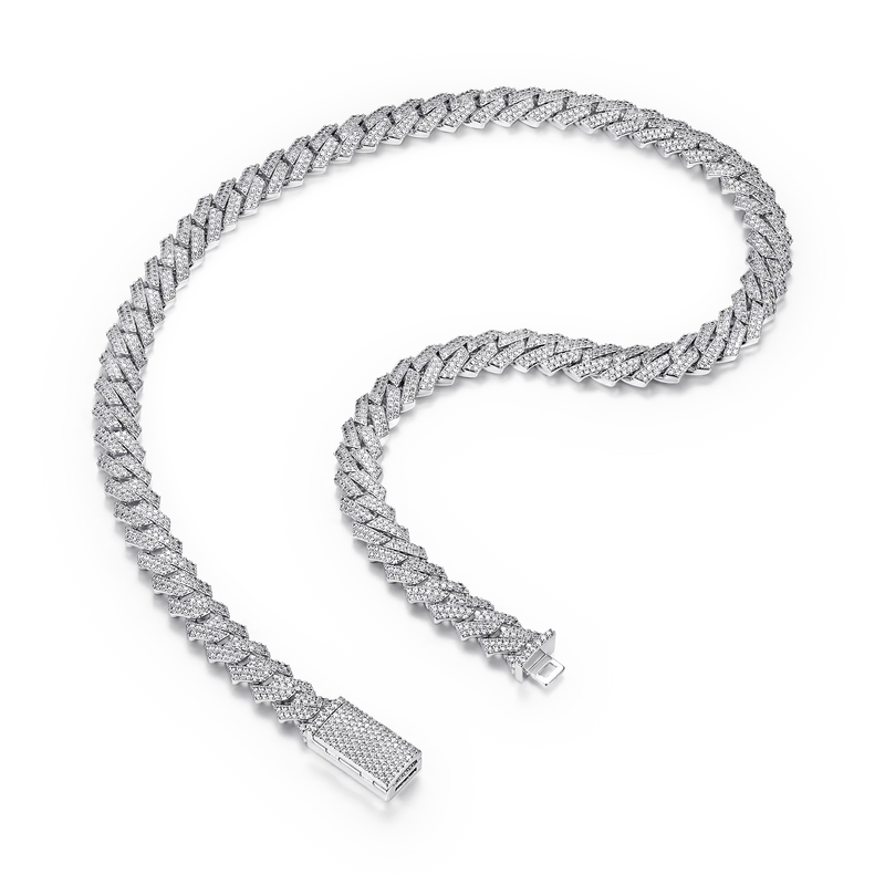 Round Cut Prong Cuban Link Chain - APORRO
