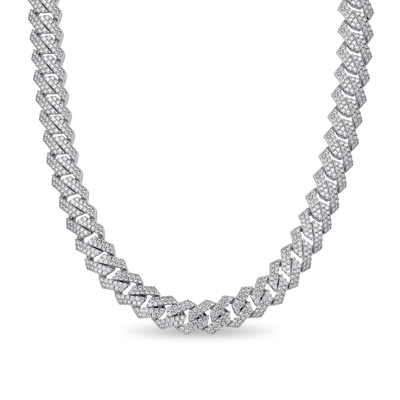 Round Cut Prong Cuban Link Chain - 12mm