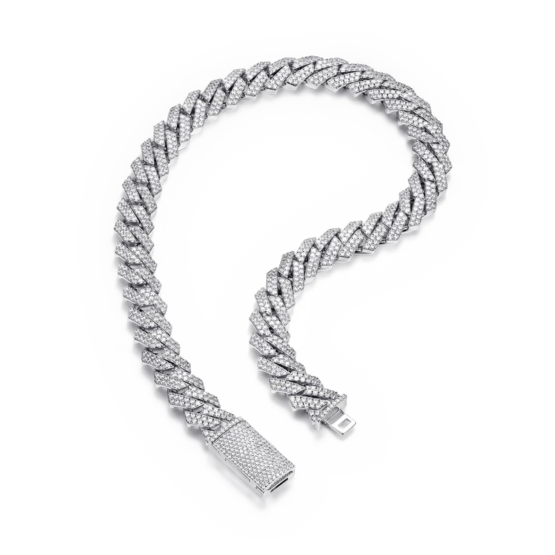 Round Cut Prong Cuban Link Chain - APORRO