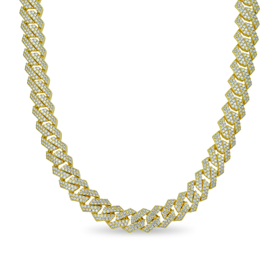 Round Cut Prong Cuban Link Chain - 12mm