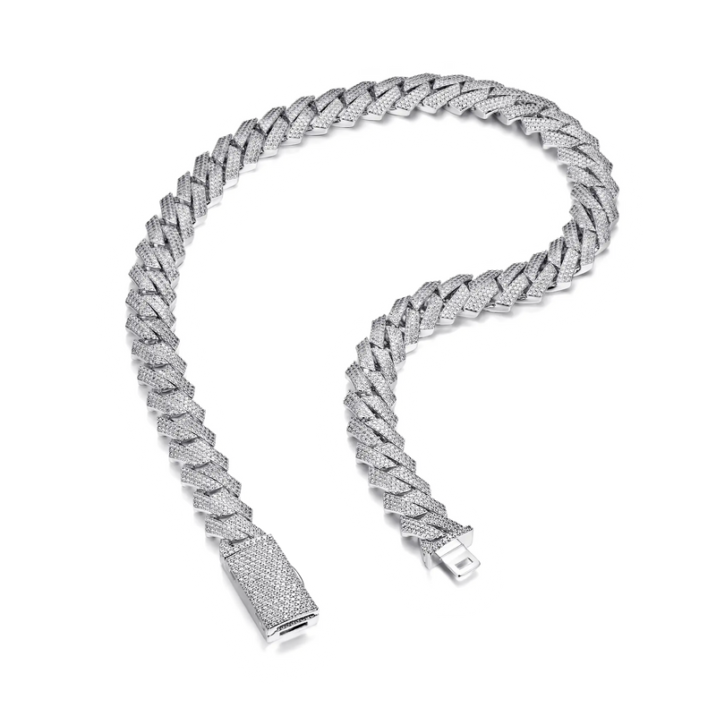 Round Cut Prong Cuban Link Chain - APORRO