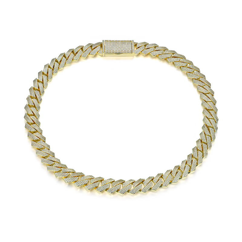 Round Cut Prong Cuban Link Chain - APORRO
