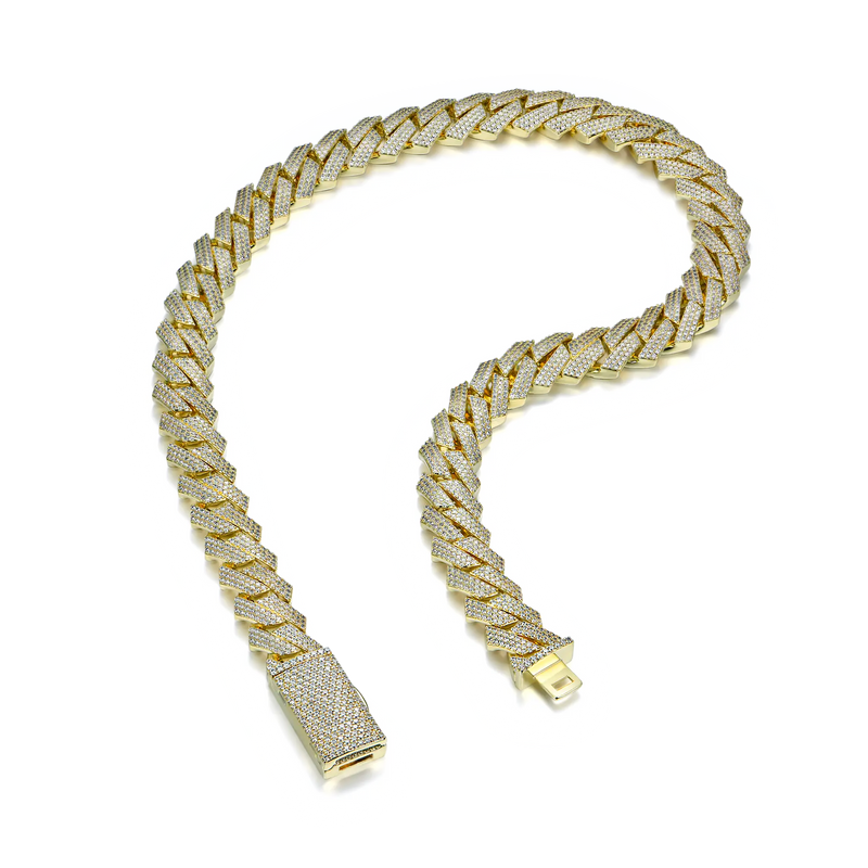 Round Cut Prong Cuban Link Chain - APORRO