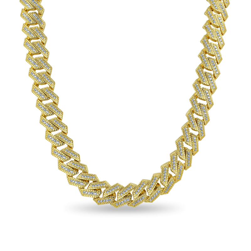 12mm Silver & Moissanite Prong Cuban Choker Chain - Hip-pop Jewelry - APORRO