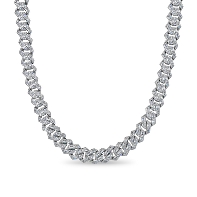 Emerald Cut Prong Cuban Link Chain  - 12mm