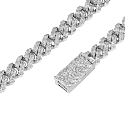 Emerald Cut Prong Cuban Link Chain - 10mm