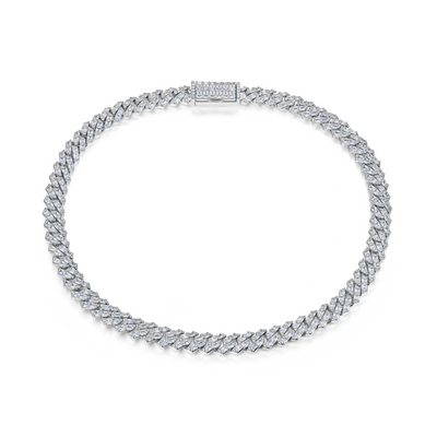 Emerald Cut Prong Cuban Link Chain - 10mm