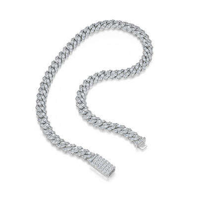 Emerald Cut Prong Cuban Link Chain - 10mm